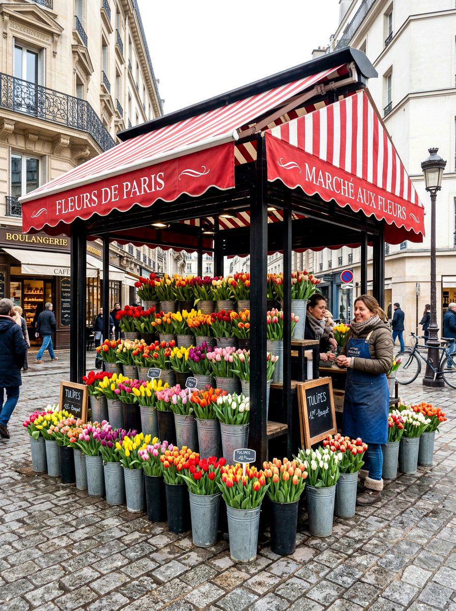 European Flower Market Stall - 25 Spring Flower Bar Ideas