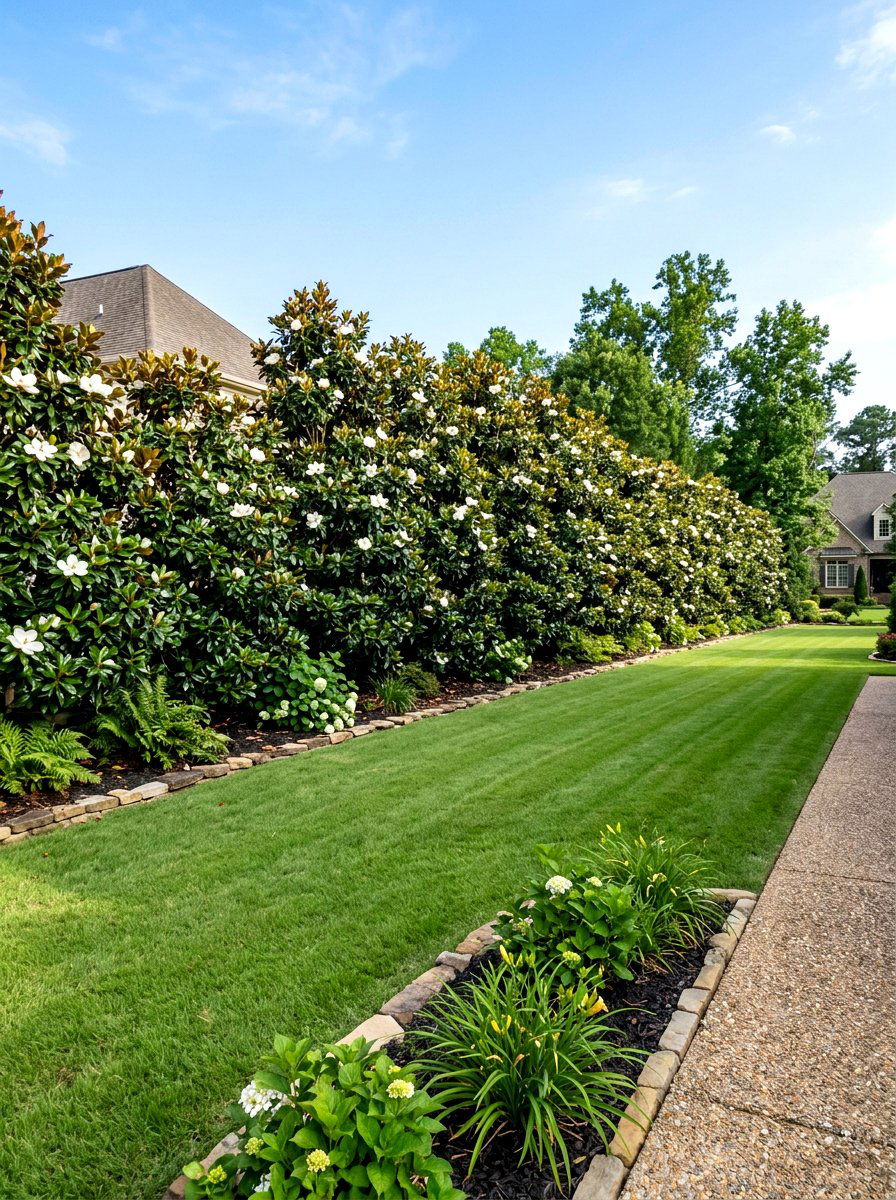 Evergreen Magnolia Privacy Screen - 25 Spring Magnolia Tree Ideas