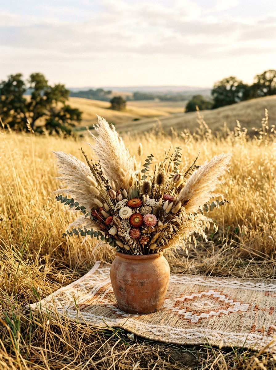 Everlasting Dried Flower Bouquet - 25 Spring Picnic Decor Ideas