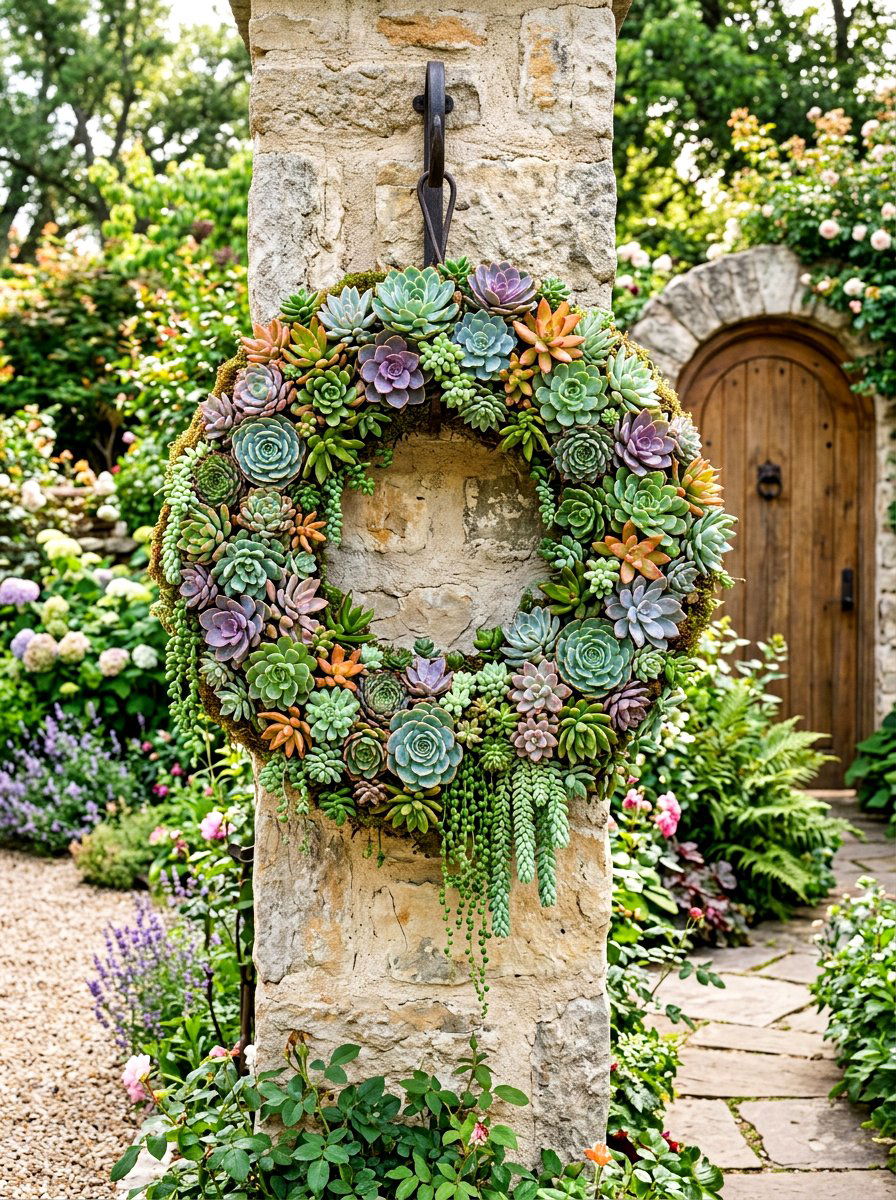Extra Large Succulent Wreath - 25 Spring Succulent Wreath Ideas