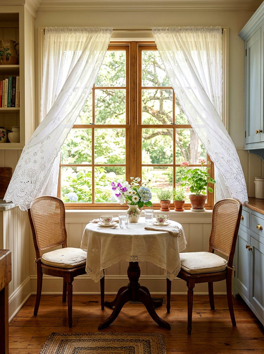 Eyelet lace curtain - 25 Spring Southern Decor Ideas