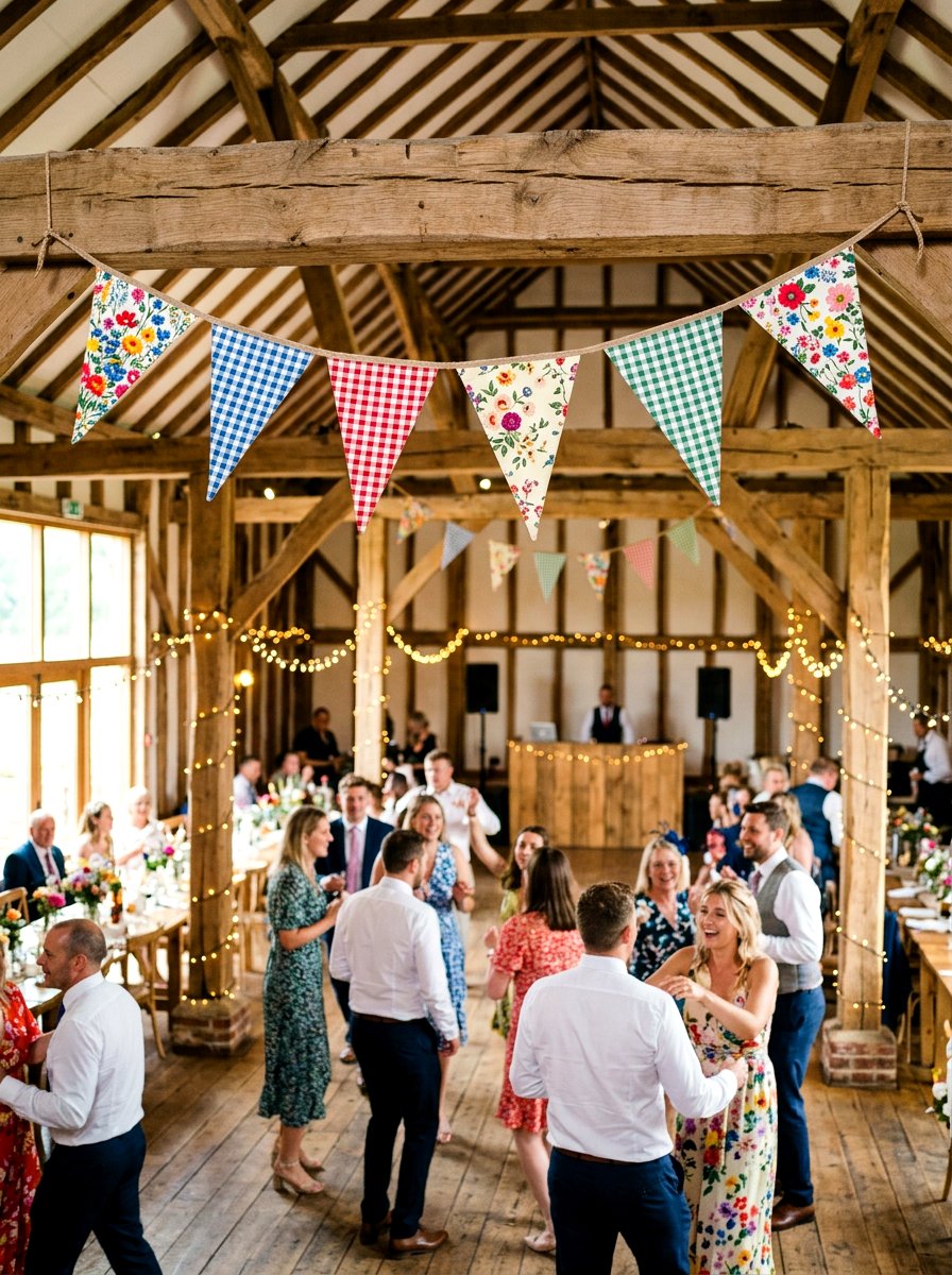 Fabric Bunting Banner - 25 Spring Barn Wedding Decor Ideas