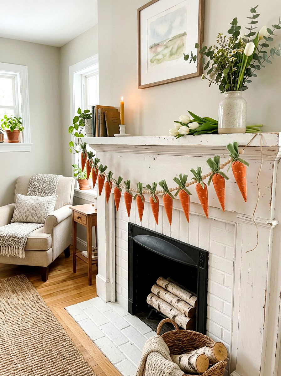 Fabric Carrot Garland - 25 Spring Fabric Craft Ideas