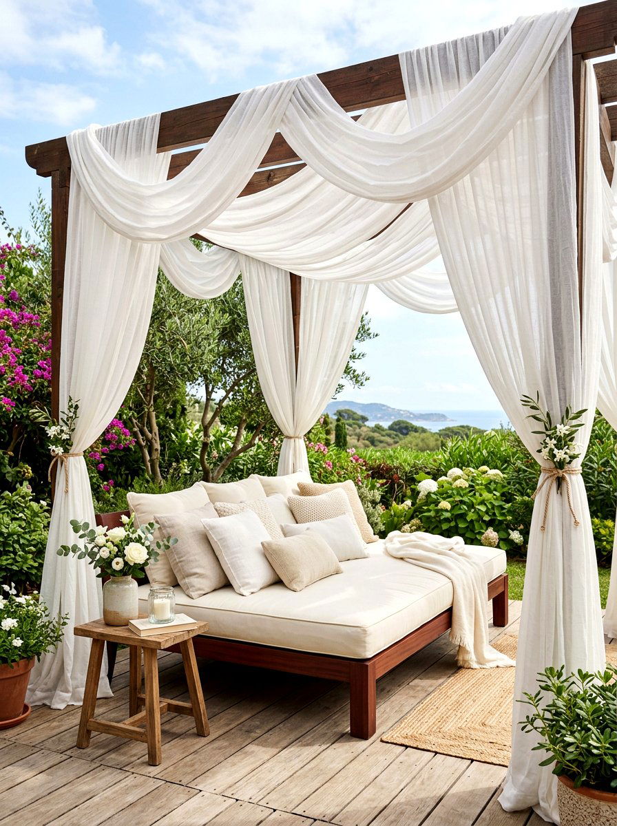 Fabric Drape Swag - 25 Spring Porch Ceiling Decor Ideas