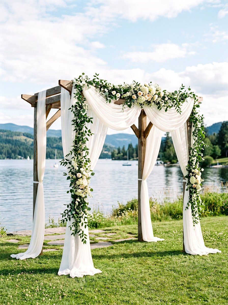 Fabric Draped Arbor - 25 Spring Outdoor Wedding Decor Ideas