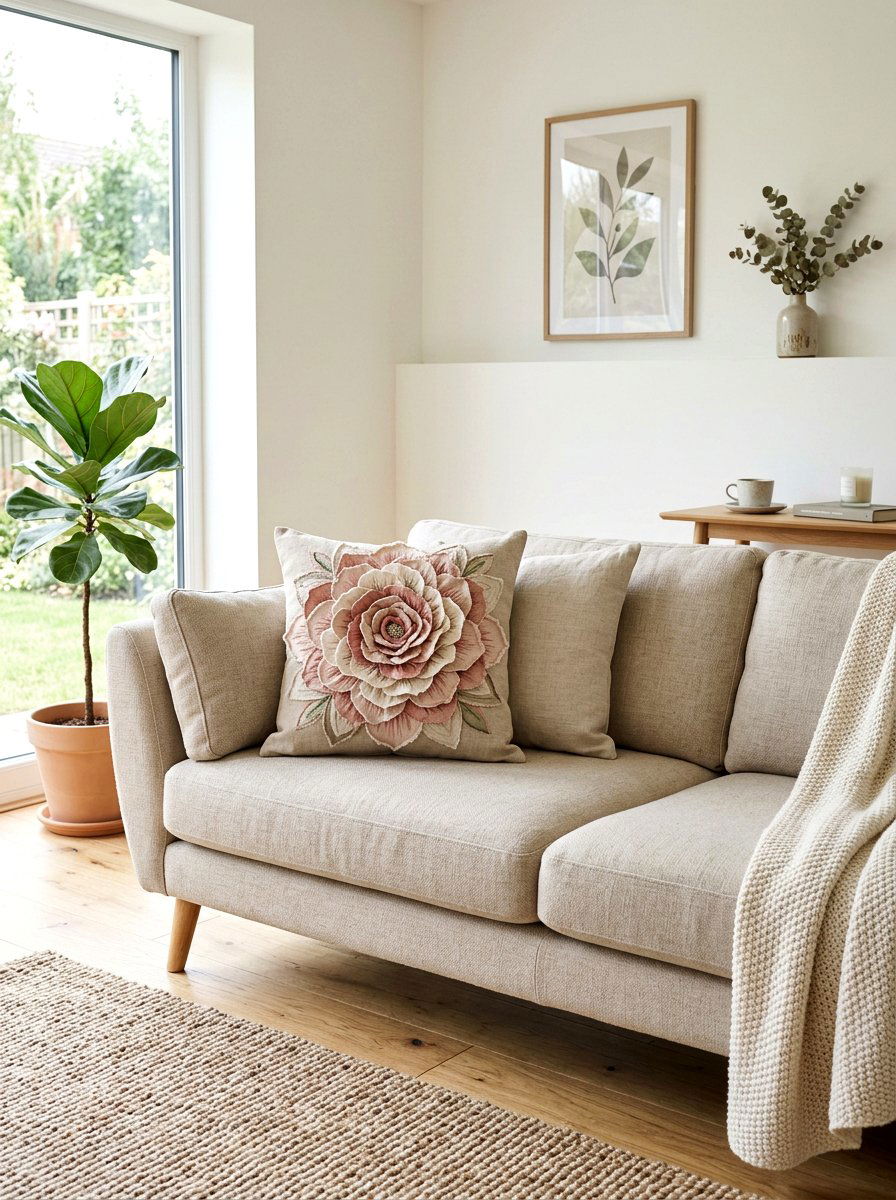 Fabric Flower Pillow - 25 Spring Flower Craft Ideas