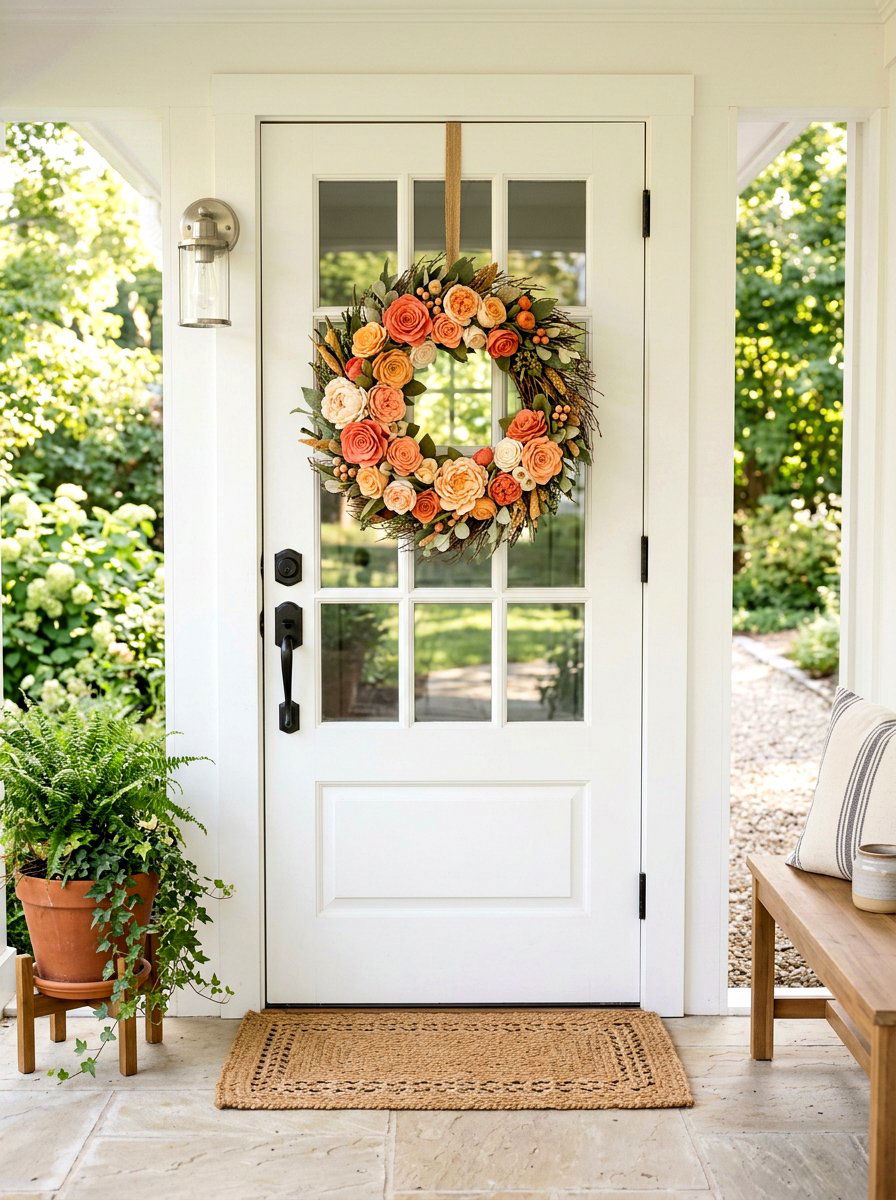 Fabric Flower Wreath - 25 Spring Fabric Craft Ideas