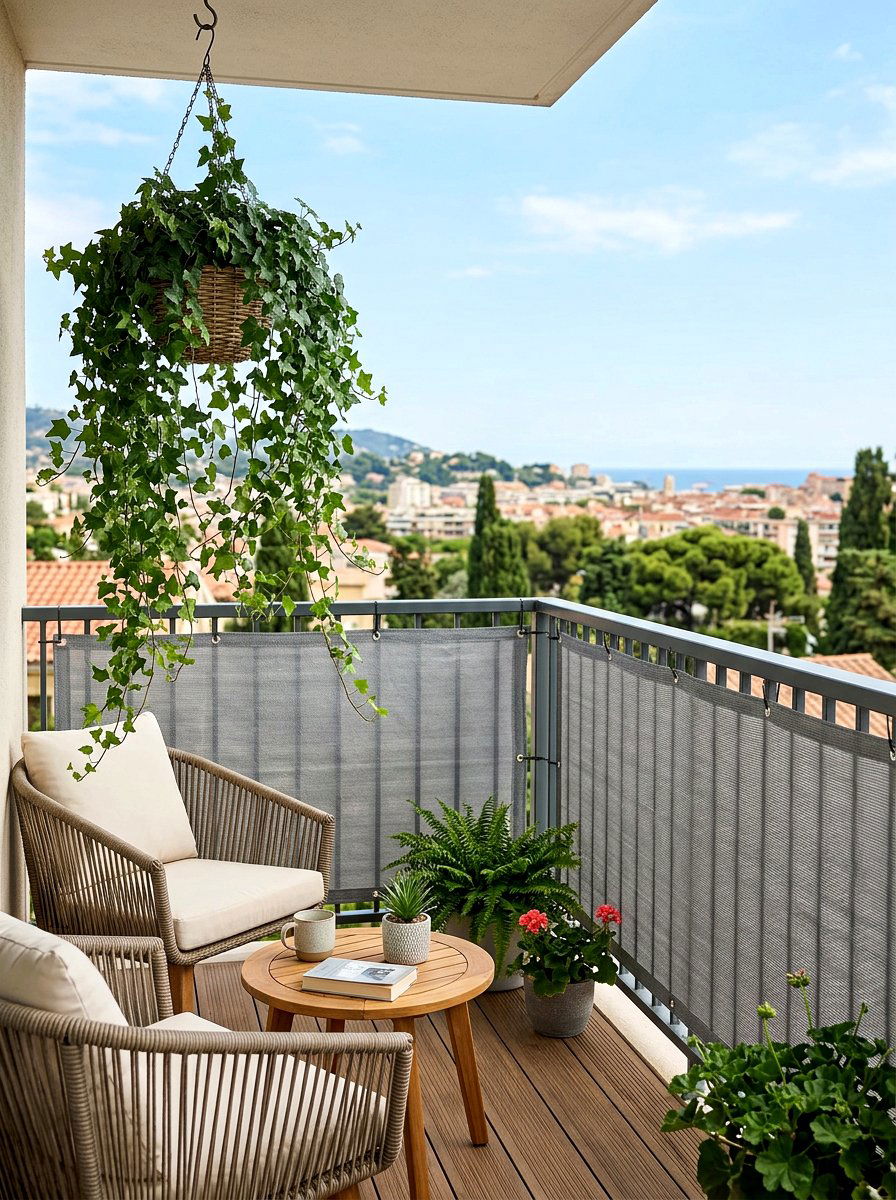 Fabric Privacy Mesh - 25 Spring Balcony Decor Ideas