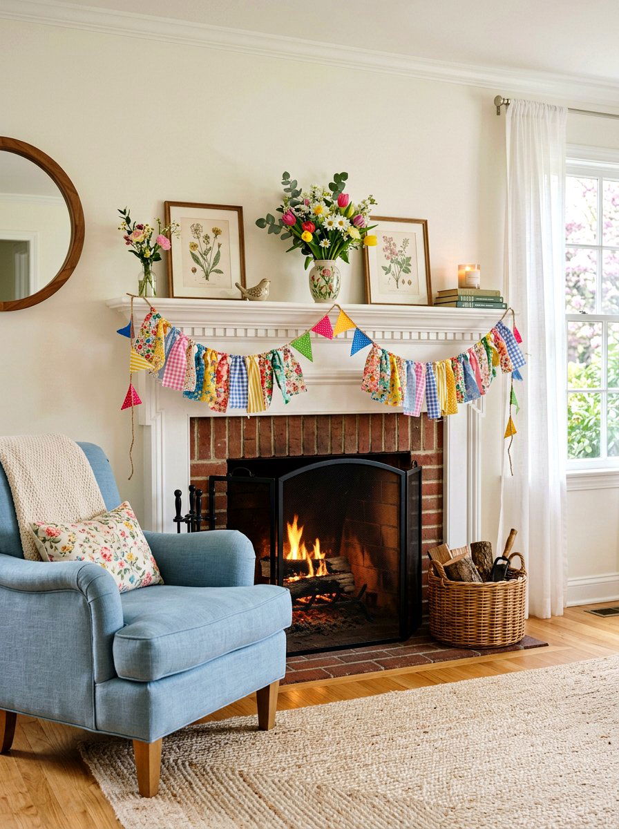 Fabric Scrap Banner - 25 Spring Craft Ideas for Adults