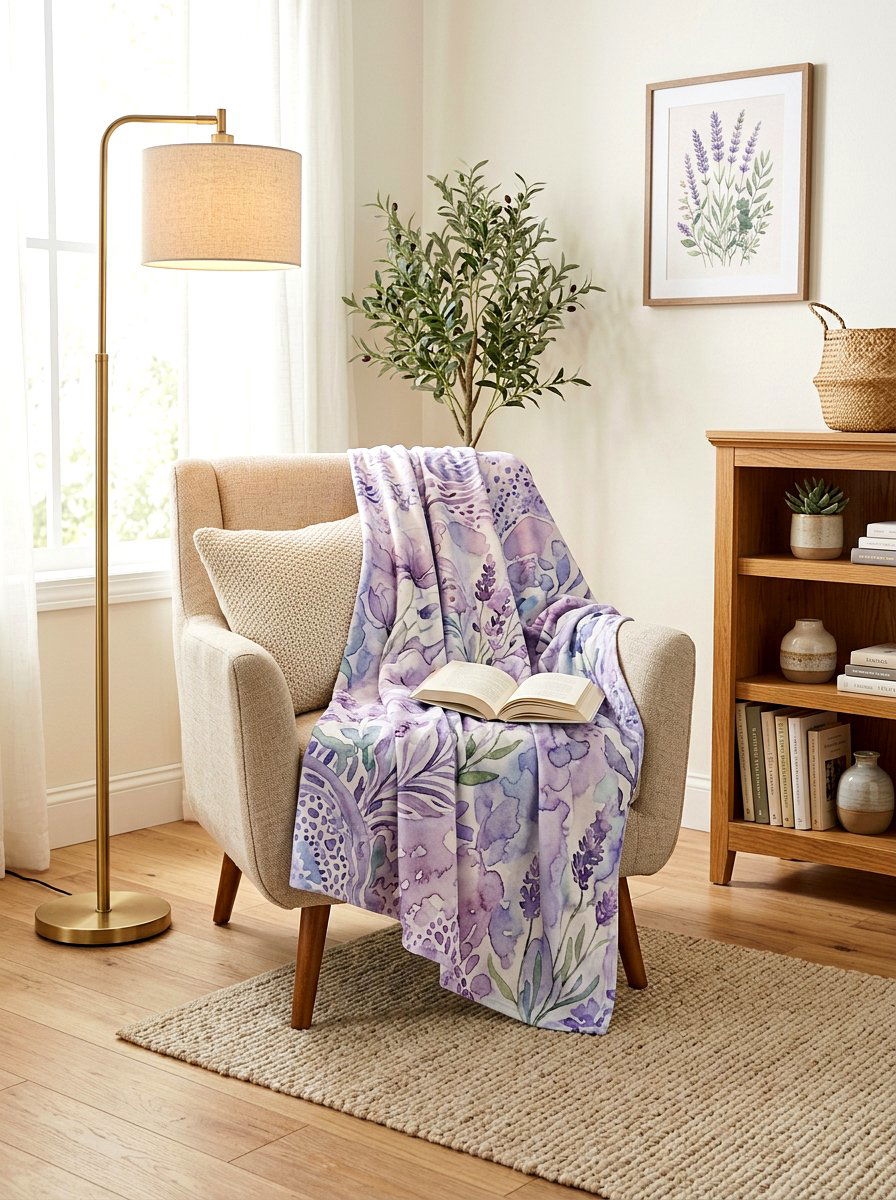Fabric Watercolor Throw Blanket - 25 Spring Watercolor Decor Ideas