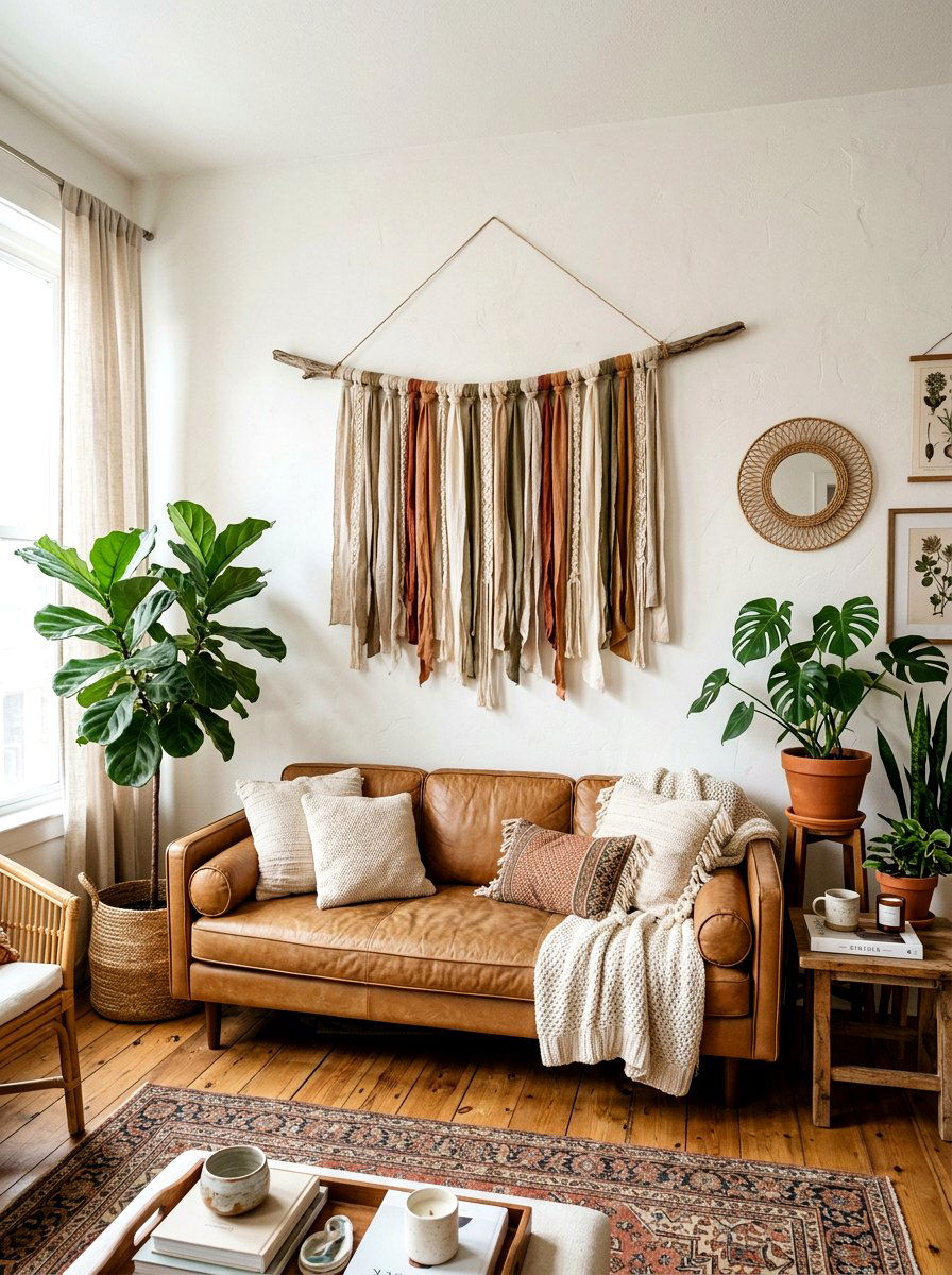 Fabric banner wall hanging - 25 Spring Free Decor Ideas