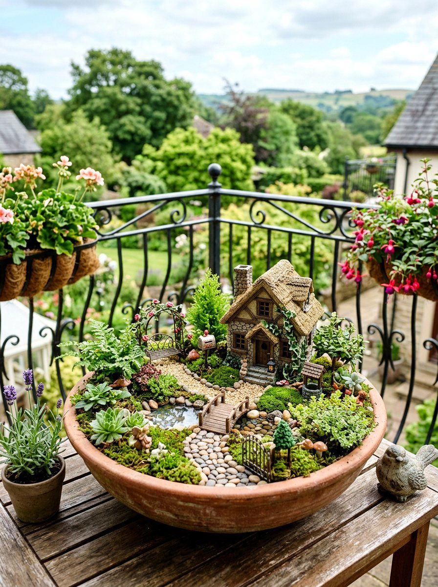 Fairy Garden Container - 25 Spring Balcony Decor Ideas