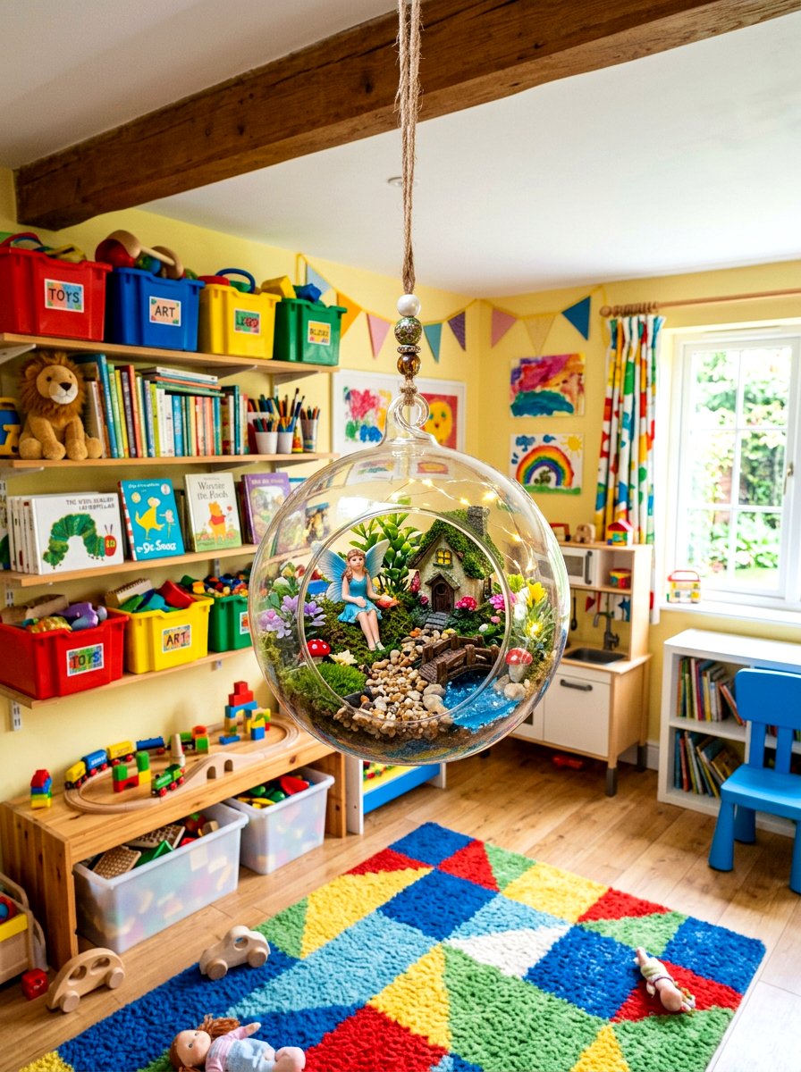 Fairy Garden Hanging Globe - 25 Spring Hanging Terrarium Ideas