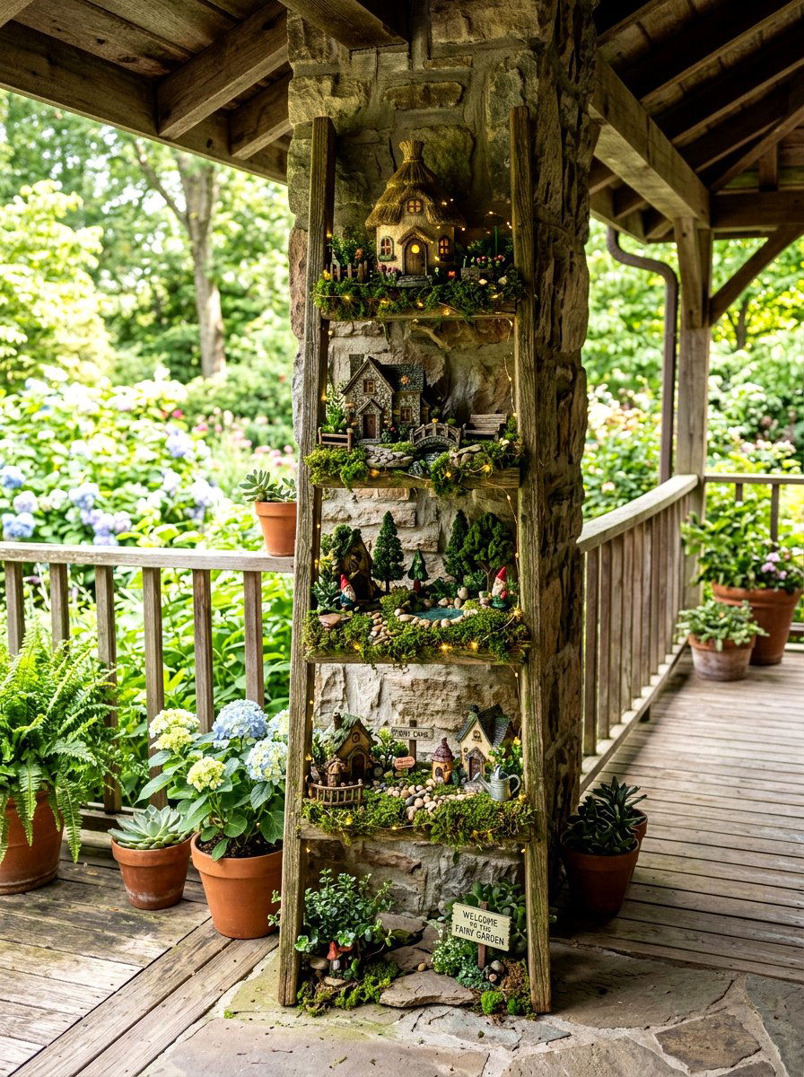 Fairy Garden Ladder Display - 25 Spring Garden Ladder Display Ideas