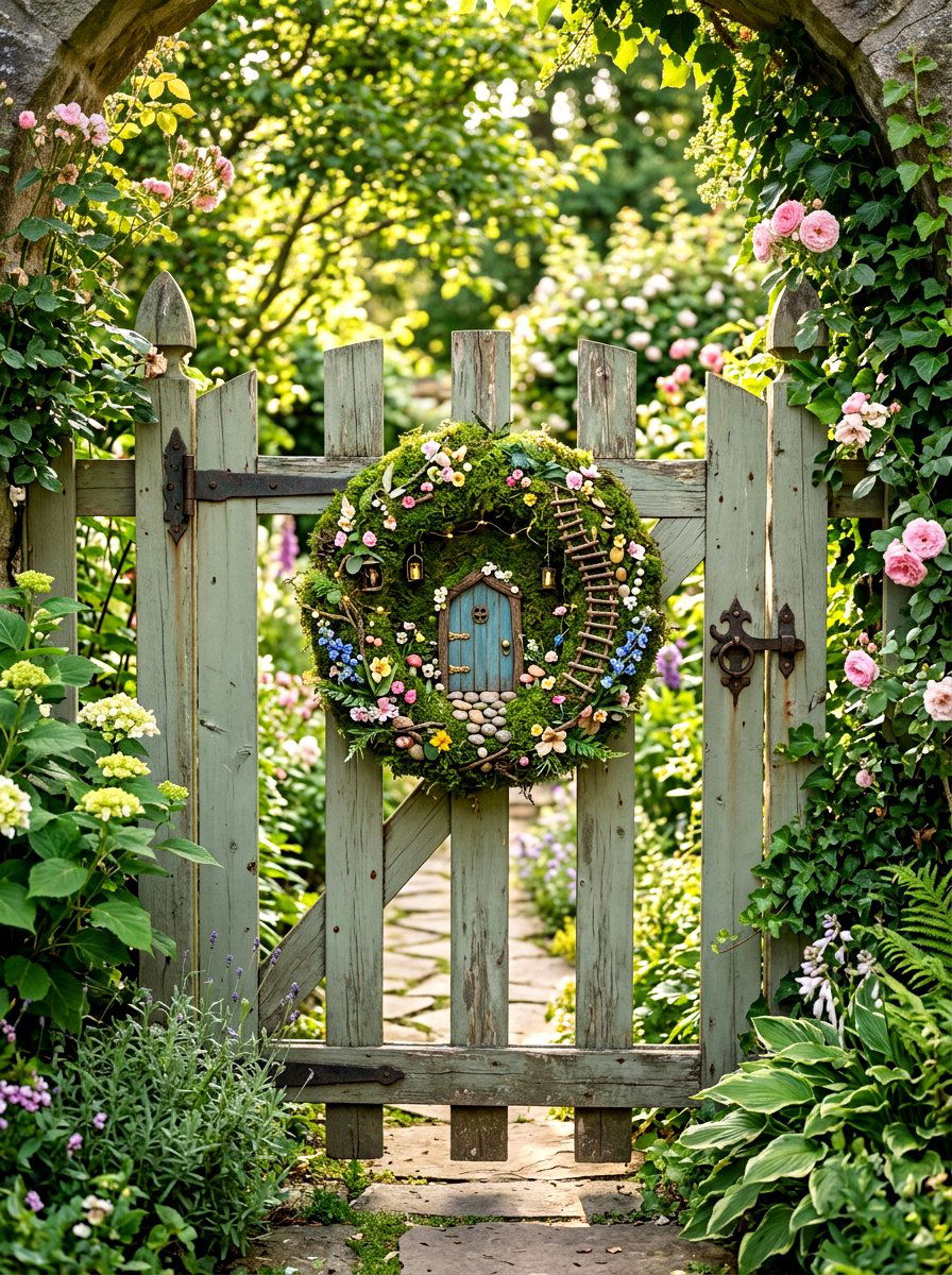 Fairy Garden Moss Wreath - 25 Spring Moss Wreath Ideas