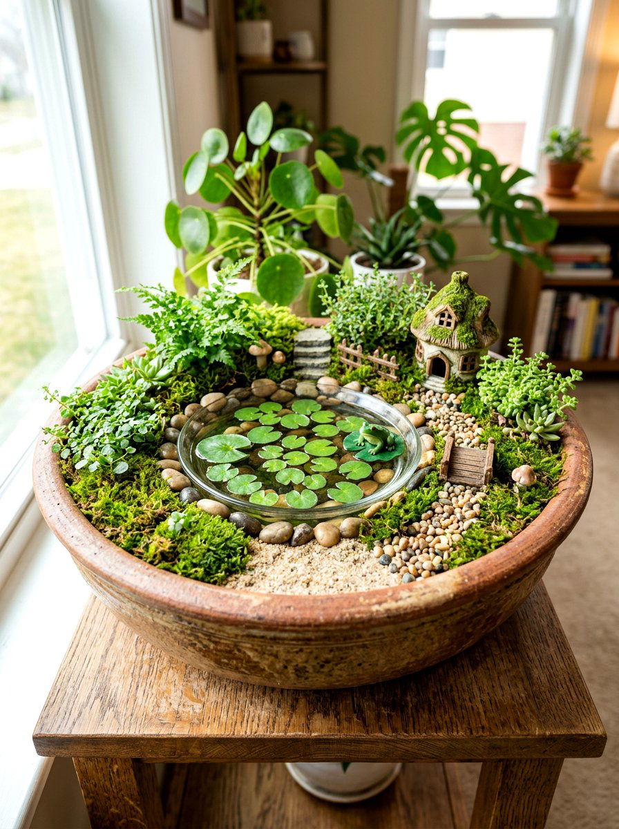 Fairy Garden Pond - 25 Spring Miniature Garden Ideas