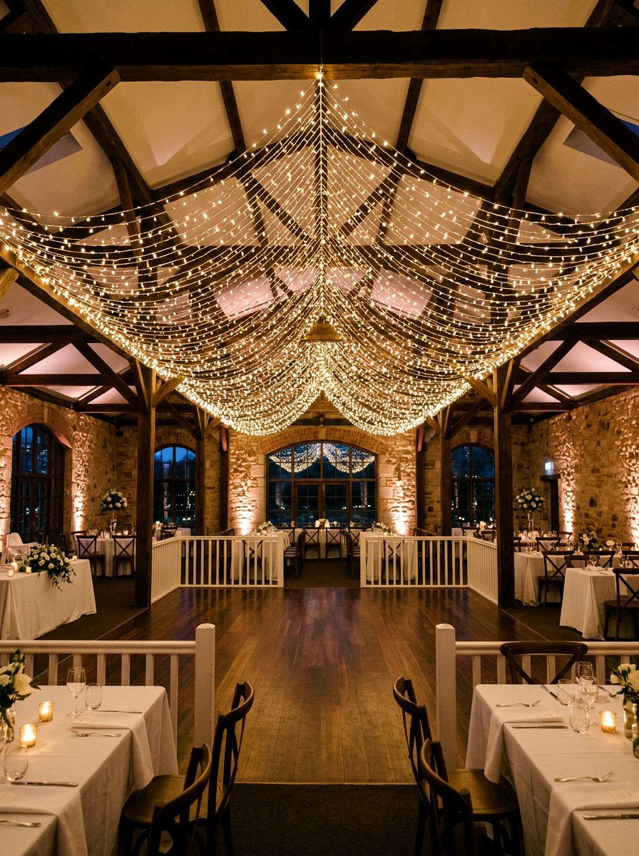 Fairy Light Canopy - 25 Spring Wedding Reception Decor Ideas