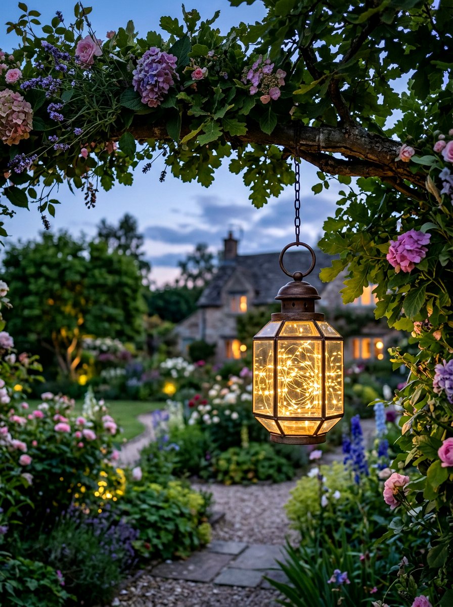 Fairy Light Hanging Lantern - 25 Spring Lantern Decor Ideas