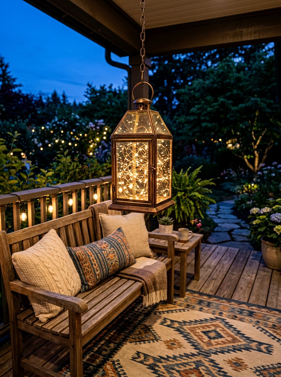 Fairy Light Lantern - 25 Spring Lantern Ideas for Porch