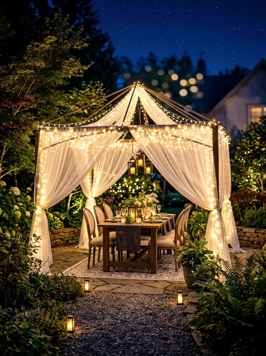 Fairy Light Tent - 25 Spring Graduation Party Decor Ideas