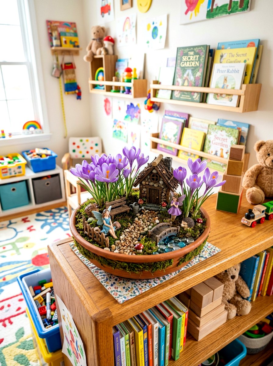 Fairy garden crocus bowl - 25 Spring Crocus Bowl Ideas