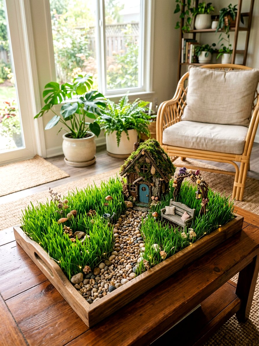 Fairy garden wheatgrass setup - 25 Spring Wheatgrass Centerpiece Ideas