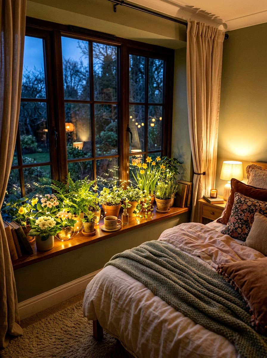 Fairy light - 25 Spring Window Sill Decor Ideas