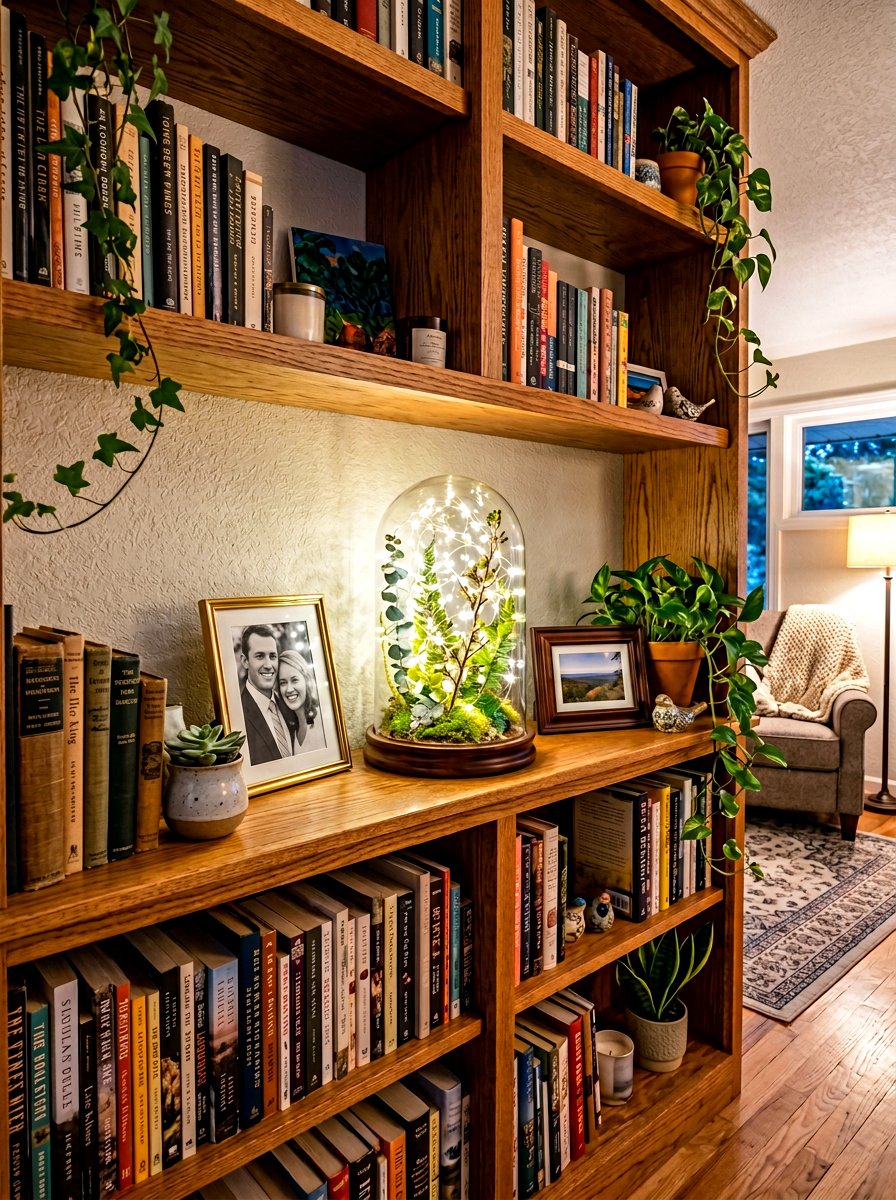 Fairy light cloche - 25 Spring Bell Jar Decor Ideas