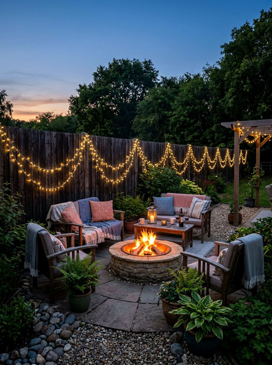 Fairy light string - 25 Spring Garden Fence Decor Ideas