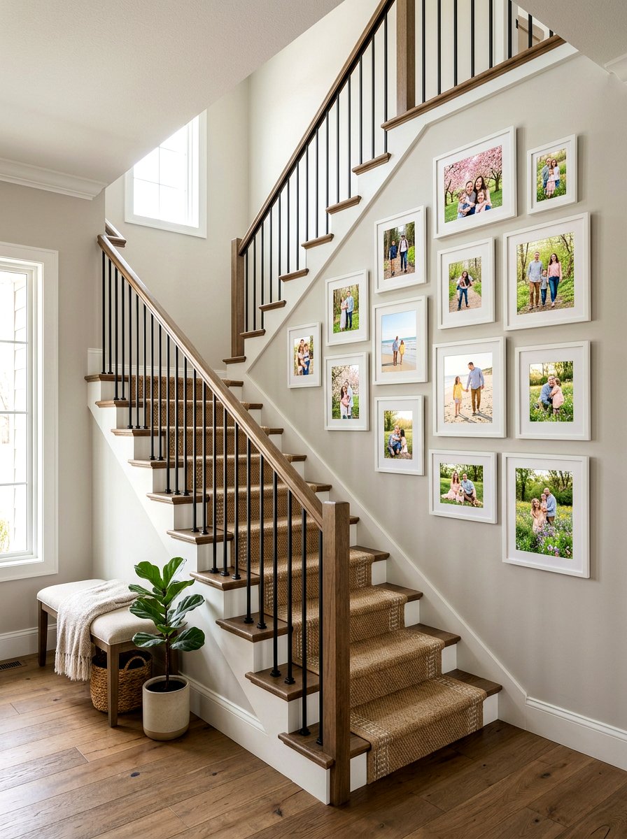 Family Photo Gallery - 25 Spring Stairway Wall Decor Ideas