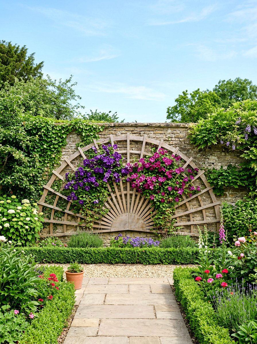 Fan Shaped Trellis - 25 Spring Clematis Trellis Ideas