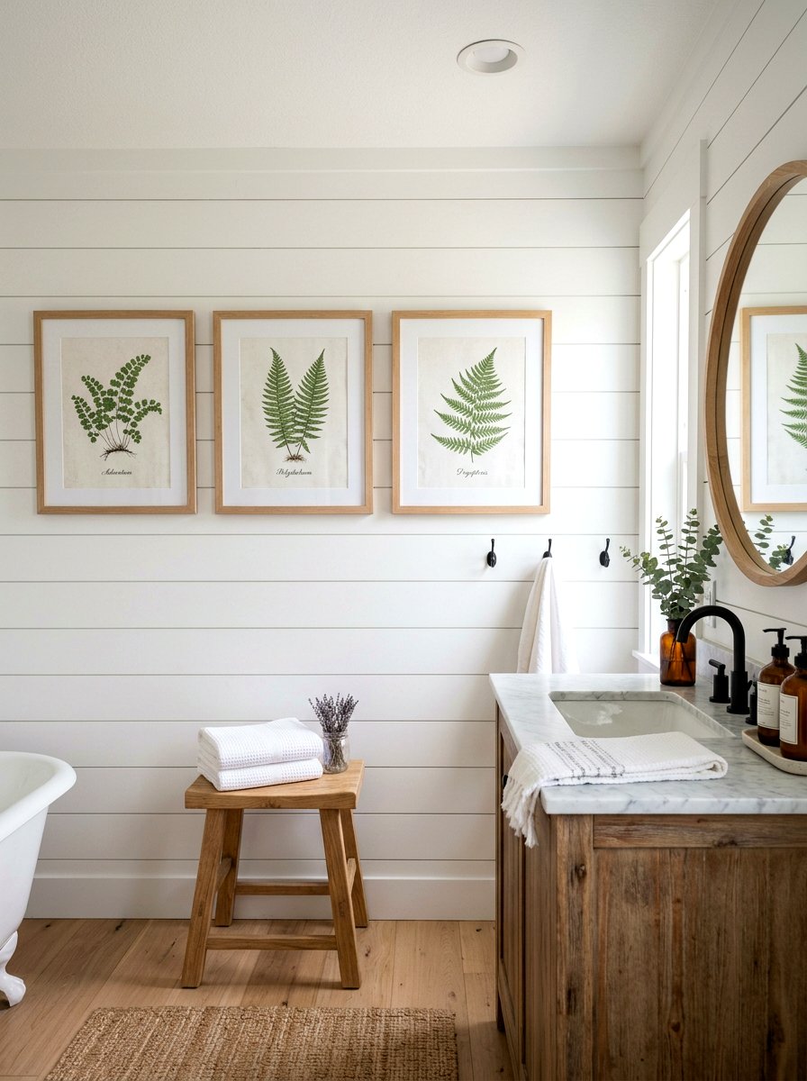 Farmhouse Bathroom Botanical Wall Art - 25 Spring Farmhouse Decor Ideas