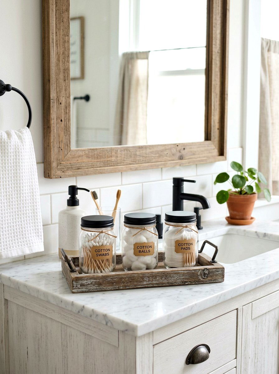 Farmhouse Bathroom Jar Set - 25 Spring Bathroom Jar Ideas