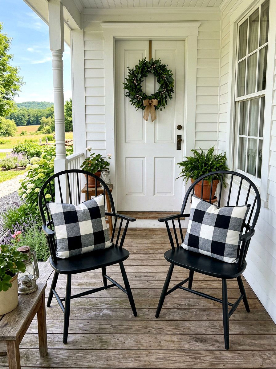 Farmhouse Buffalo Check Cushion - 25 Spring Outdoor Pillow Ideas