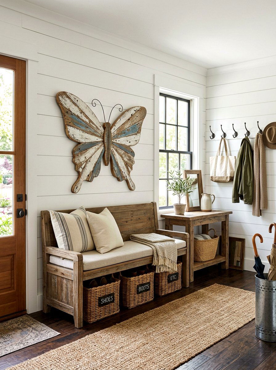 Farmhouse Butterfly Wall - 25 Spring Butterfly Wall Decor Ideas