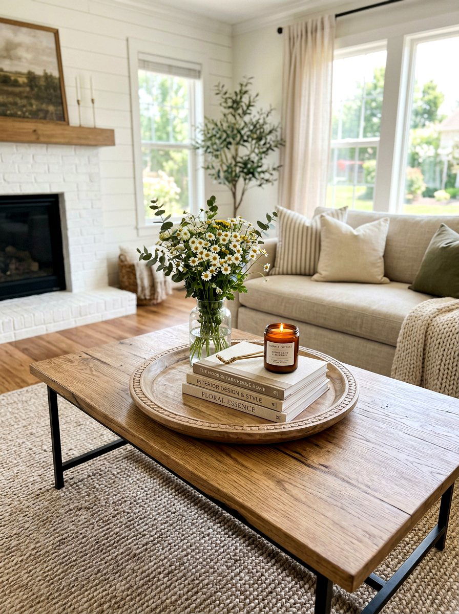 Farmhouse Coffee Table Spring Tray - 25 Spring Farmhouse Decor Ideas