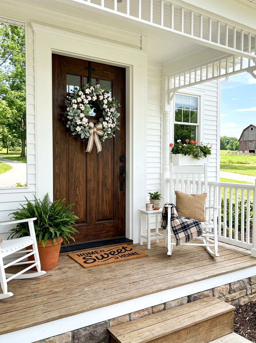 Farmhouse Cotton Wreath - 25 Spring Wreath Ideas