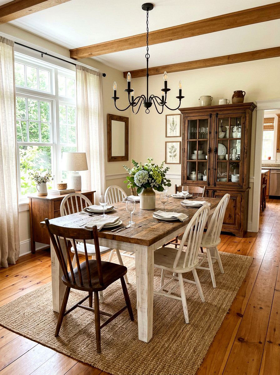 Farmhouse Dining Table - 25 Spring Country Decor Ideas