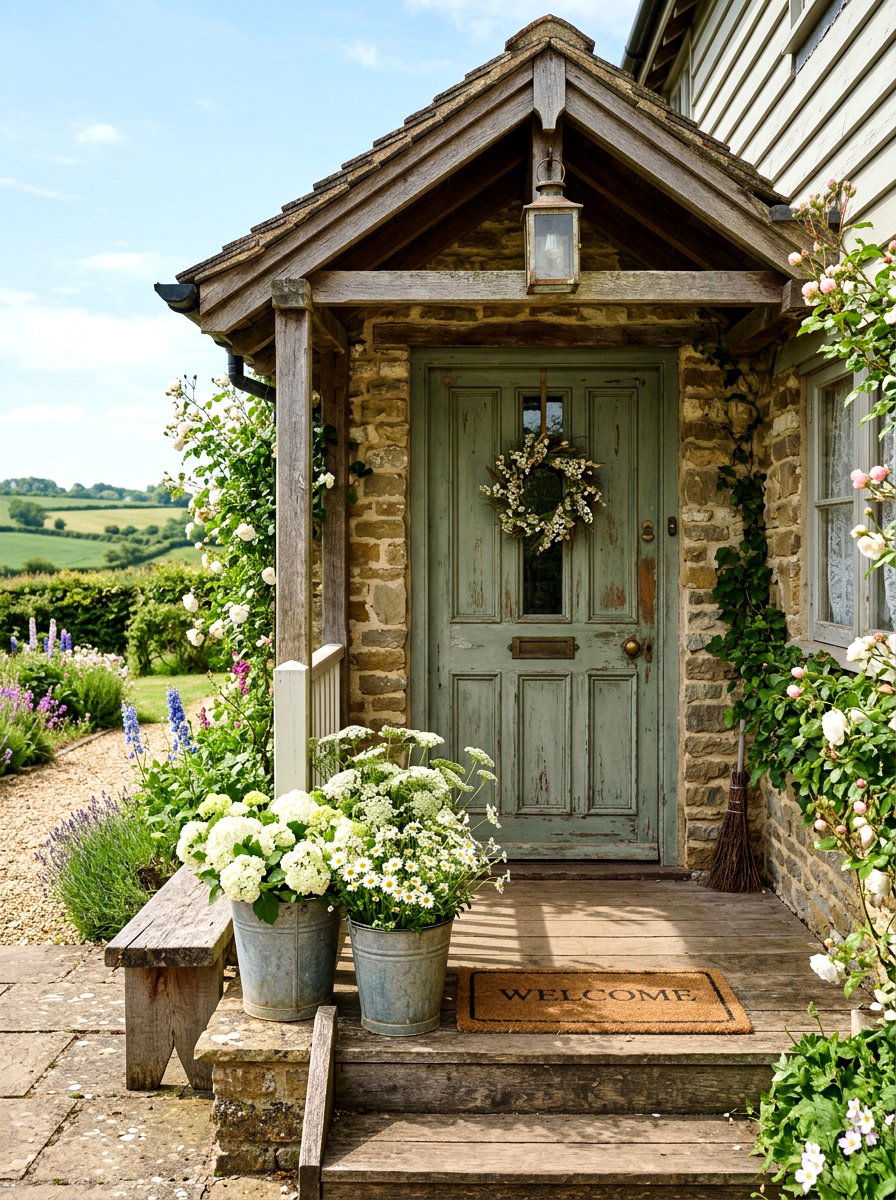 Farmhouse Door Porch - 25 Spring Patio Door Decor Ideas