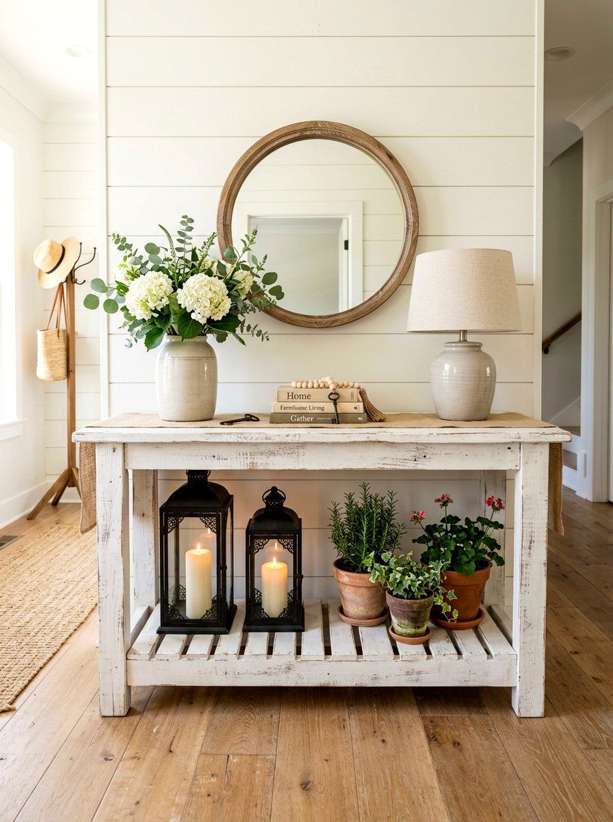 Farmhouse Entryway Table - 25 Spring Entryway Decor Ideas