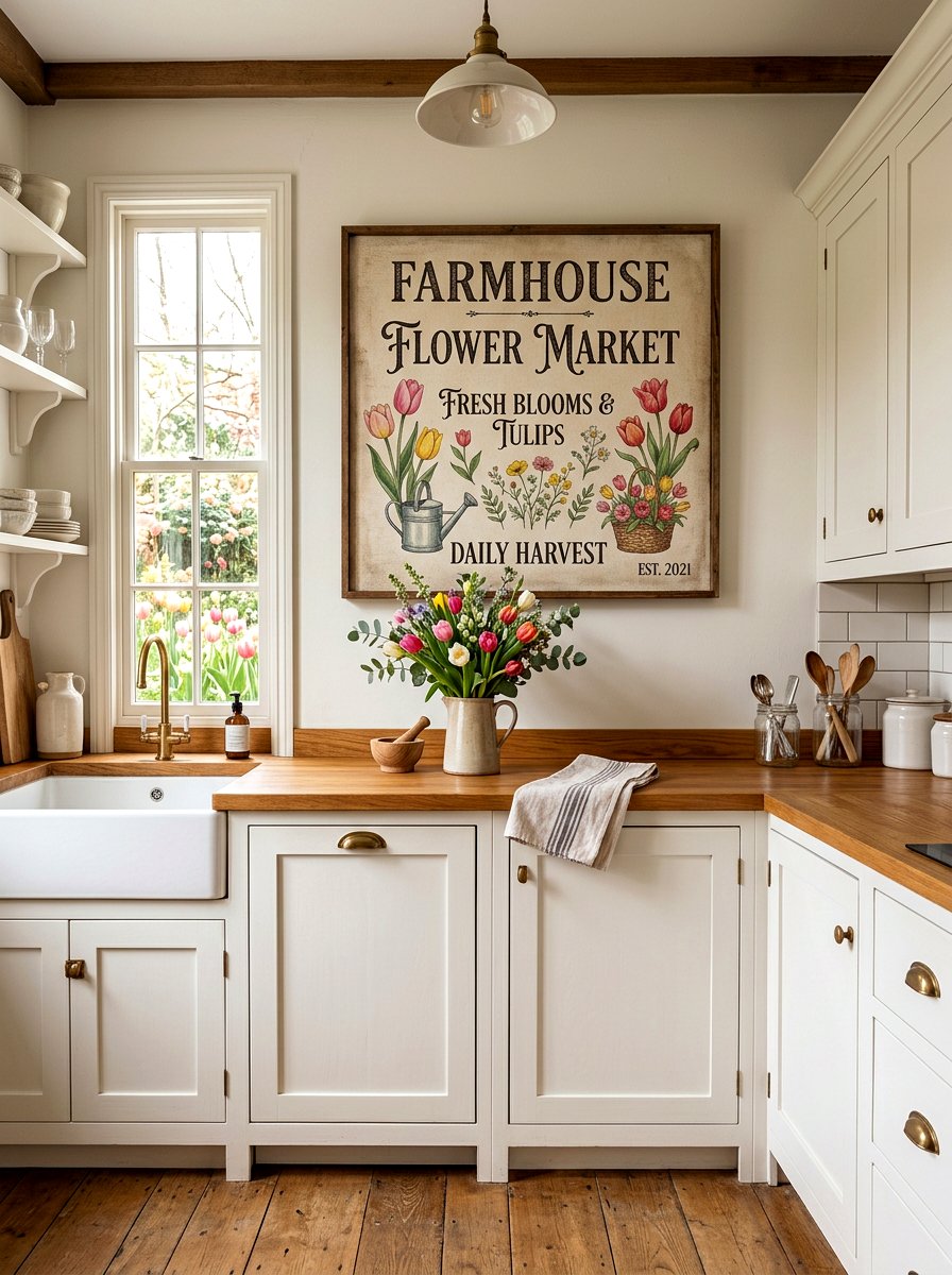 Farmhouse Flower Market Sign - 25 Spring Canvas Art Ideas