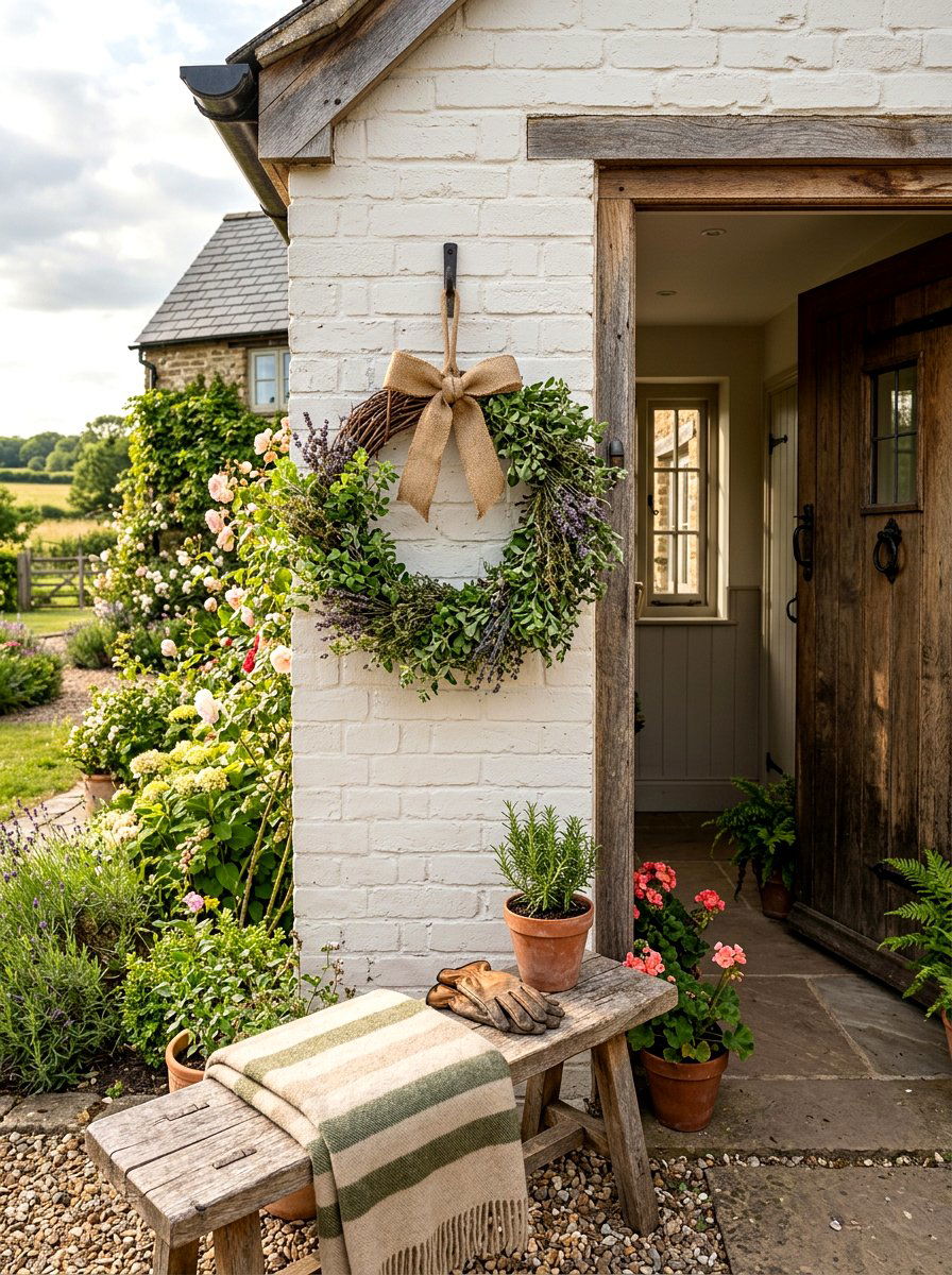 Farmhouse Herb Wreath - 25 Spring Herb Wreath Ideas