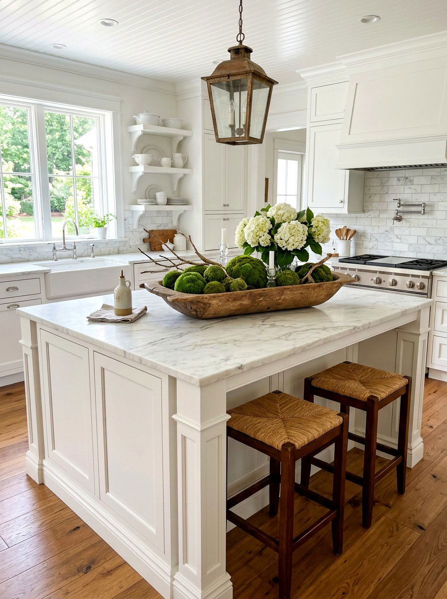 Farmhouse Kitchen Island Centerpiece - 25 Spring Farmhouse Decor Ideas