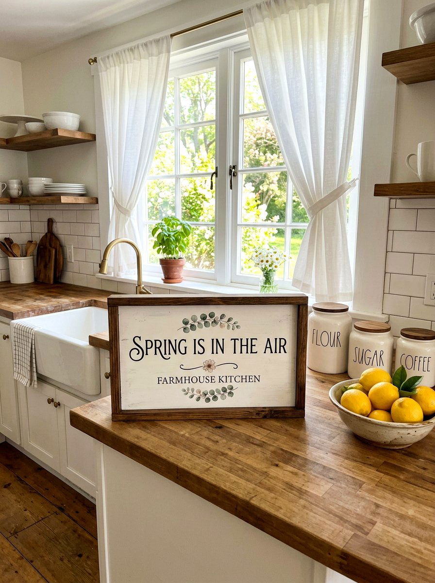 Farmhouse Kitchen Spring Sign - 25 Spring Wooden Sign Ideas