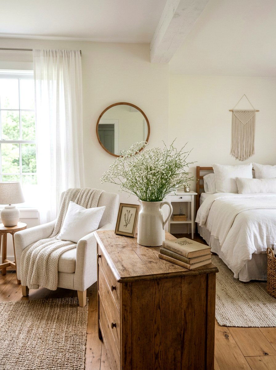 Farmhouse Milk Pitcher with Babys Breath - 25 Spring Pitcher Flower Ideas