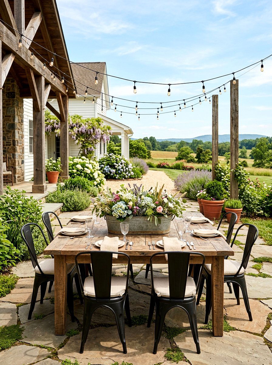 Farmhouse Patio Dining - 25 Backyard Patio Spring Decor Ideas