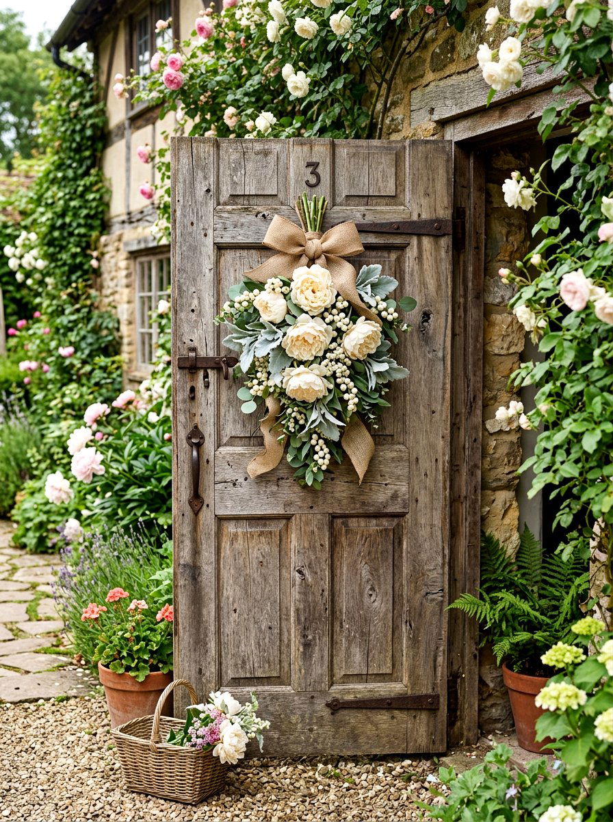 Farmhouse Peony Swag - 25 Spring Swag Arrangement Ideas