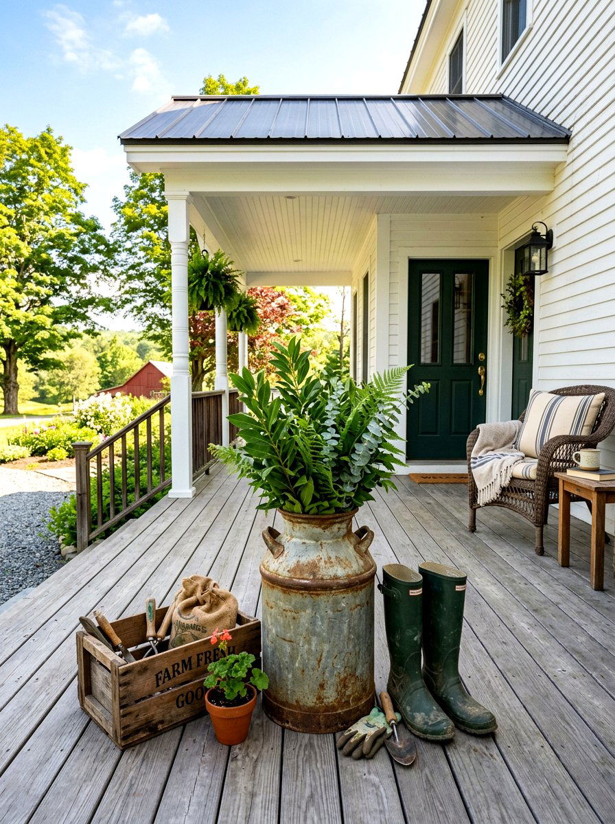 Farmhouse Porch Milk Can - 25 Spring Milk Can Decor Ideas