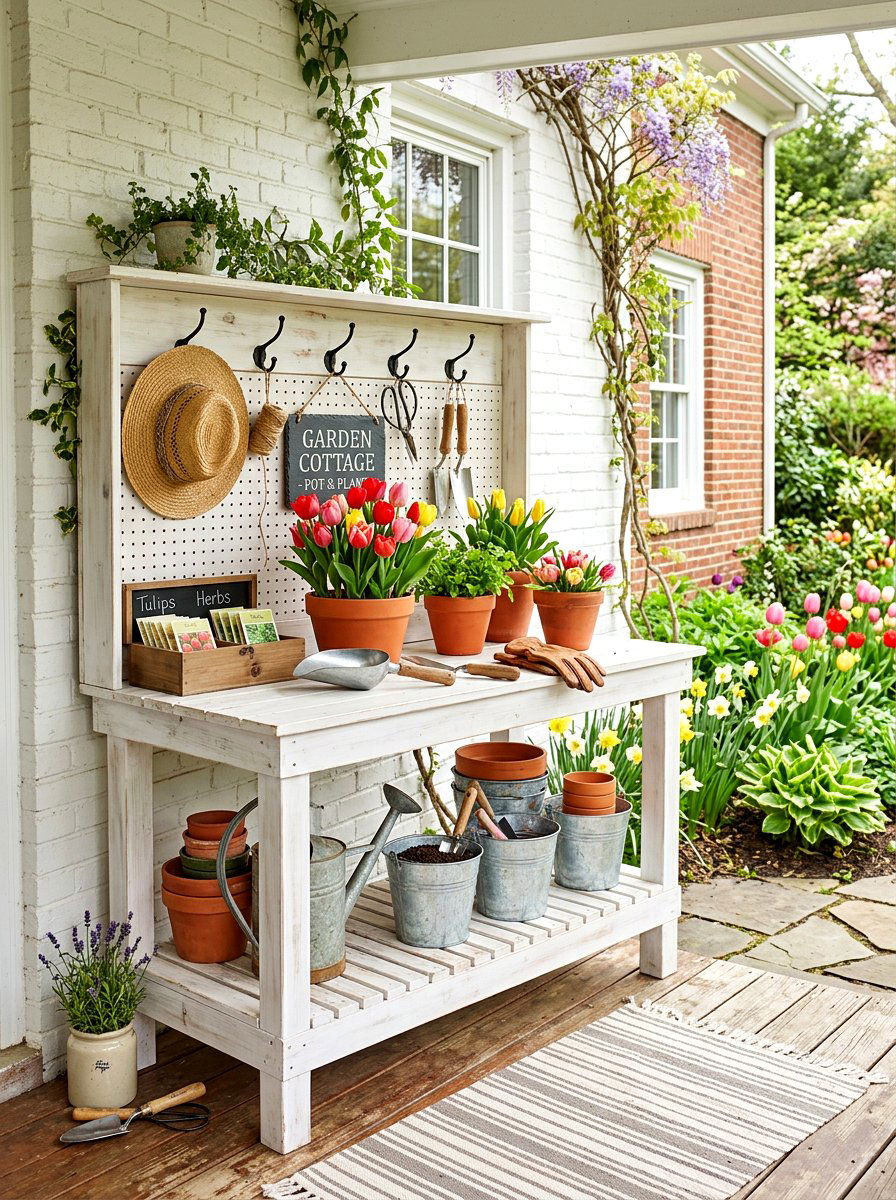 Farmhouse Potting Station - 25 Spring Potting Station Decor Ideas