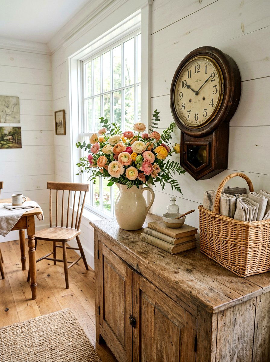 Farmhouse Ranunculus Pitcher Display - 25 Spring Ranunculus Arrangement Ideas